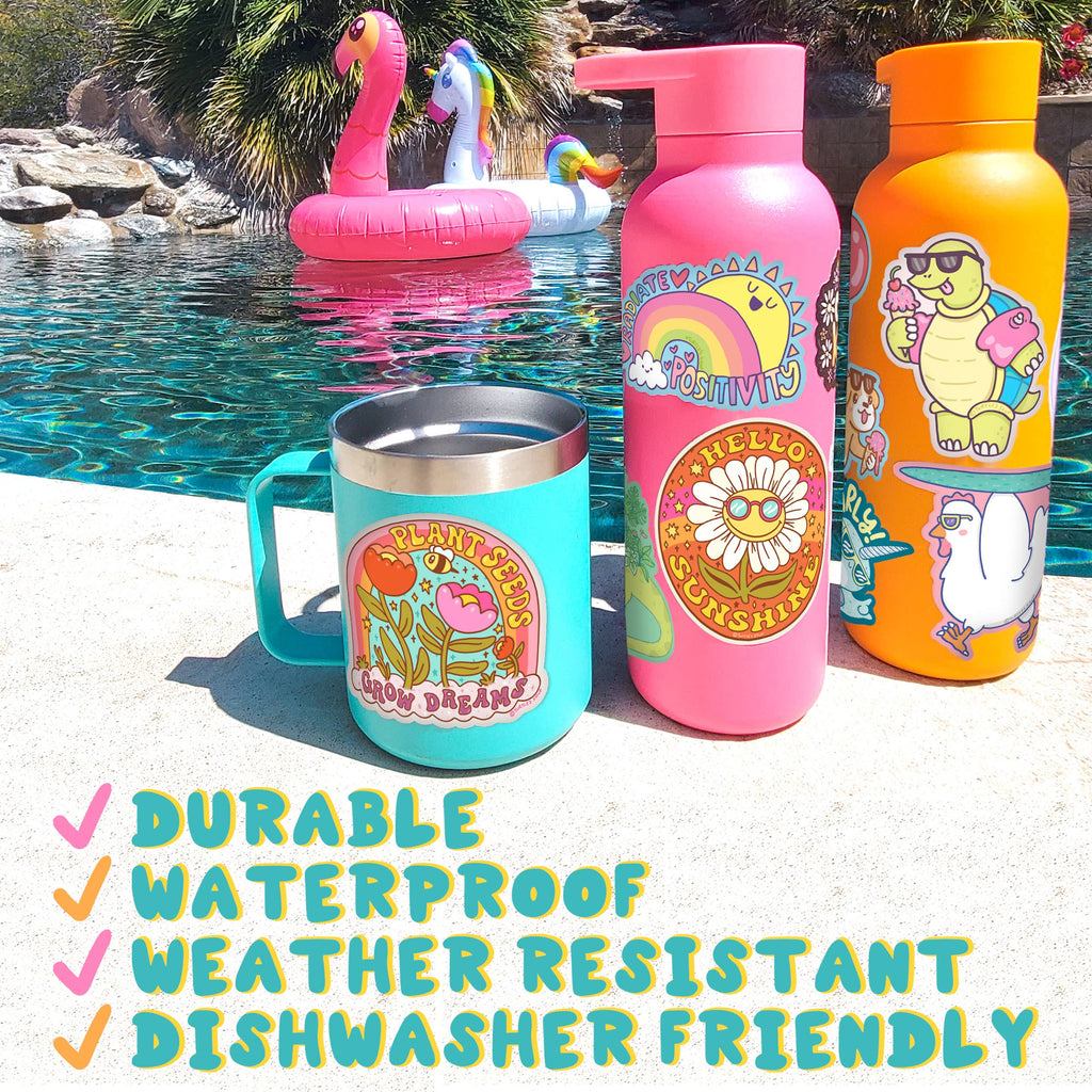Waterproof Stickers Orange Hydro Flask Stickers Hand Drawn Ombré