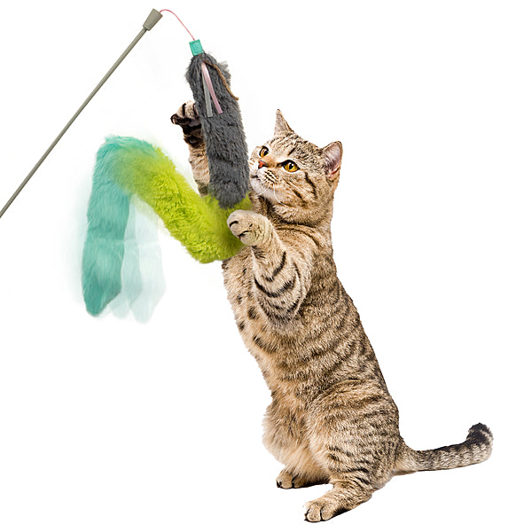 SmartyKat Crazy Catch Breakaway Plush Tail Wand Cat Toy