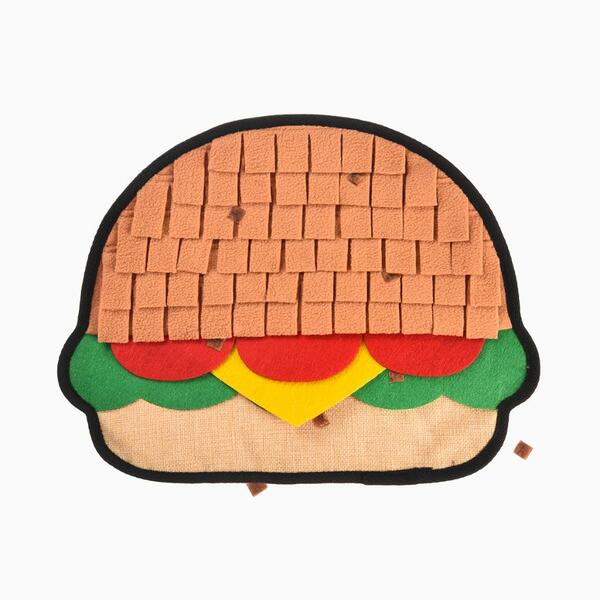 HugSmart Sniff 'n' Seek Hamburger Cat Snuffle Whisker Mat Slow Feeder