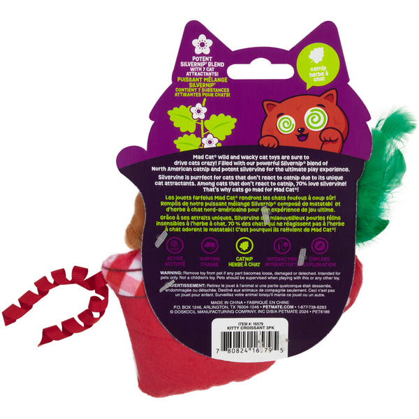 Kitty Croissant Strawberry Jam Catnip Toy 3pk