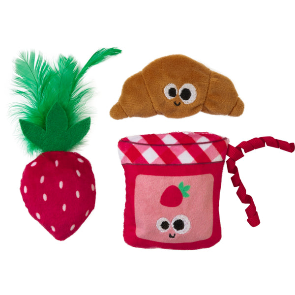 Kitty Croissant Strawberry Jam Catnip Toy 3pk