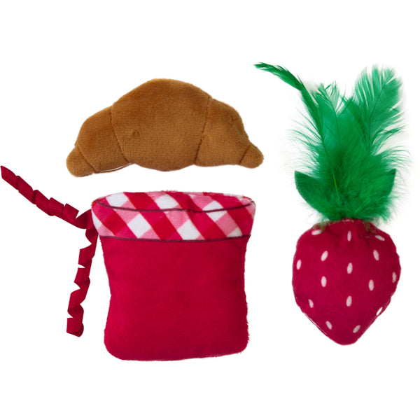 Kitty Croissant Strawberry Jam Catnip Toy 3pk