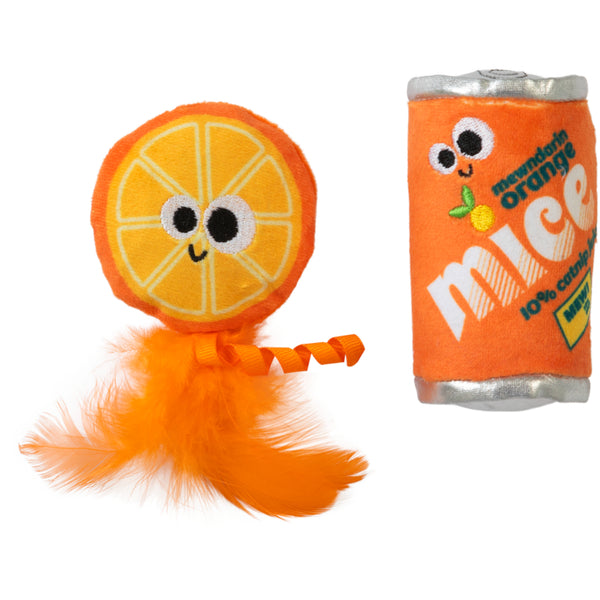 Orange Mice Soda Catnip Toy 2pk