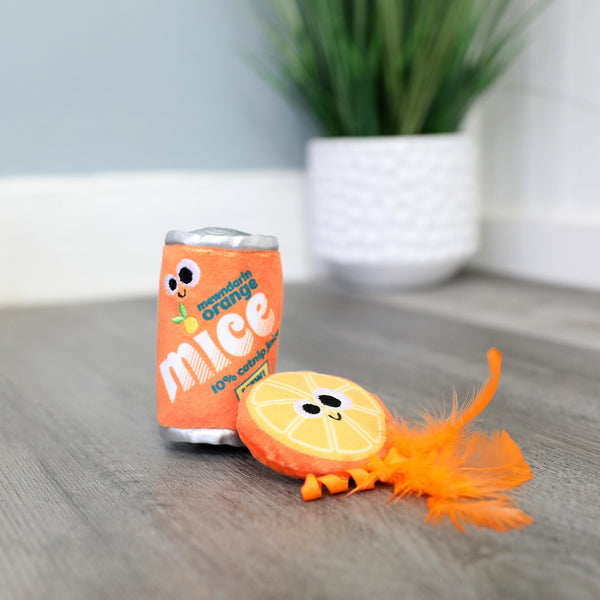Orange Mice Soda Catnip Toy 2pk