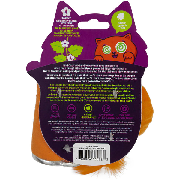 Orange Mice Soda Catnip Toy 2pk