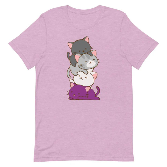 Asexual Cat Pile Pride Flag Bella + Canvas T-shirt