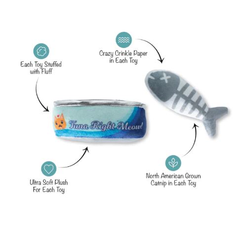 Tuna Right Meow Tuna Can Fishbone Catnip Cat Toy