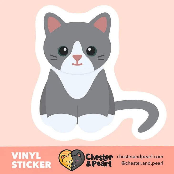 Grey Tuxedo Cat sticker