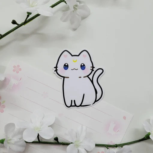 Artemis Sailor Moon Cute White Cat Vinyl Sticker
