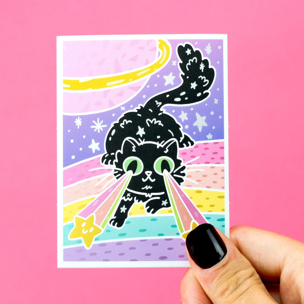 Laser Kitty holographic sticker