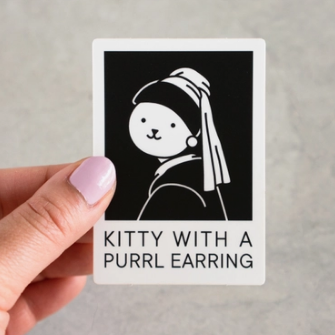 Kitty With A Purrl Earring sticker