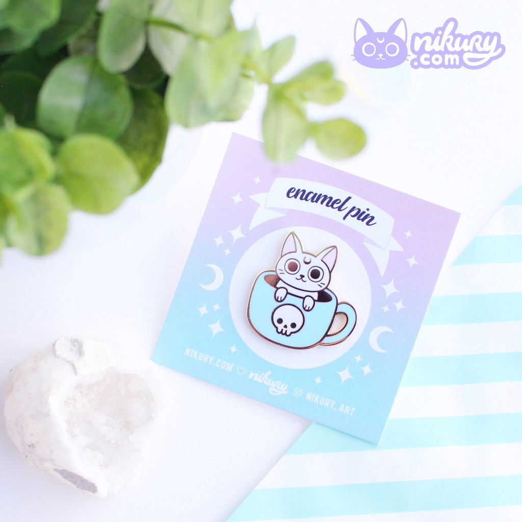 Meowgic Tea Mug Cat enamel pin