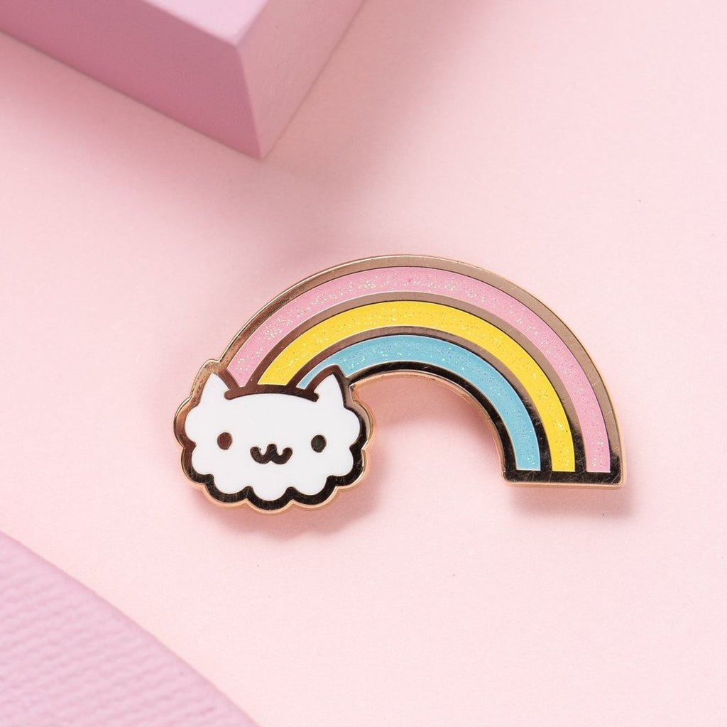 Cloud Kitten rainbow enamel pin