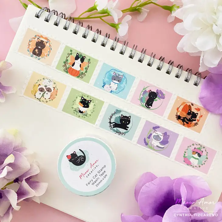 Fairy Cats stamp washi tape