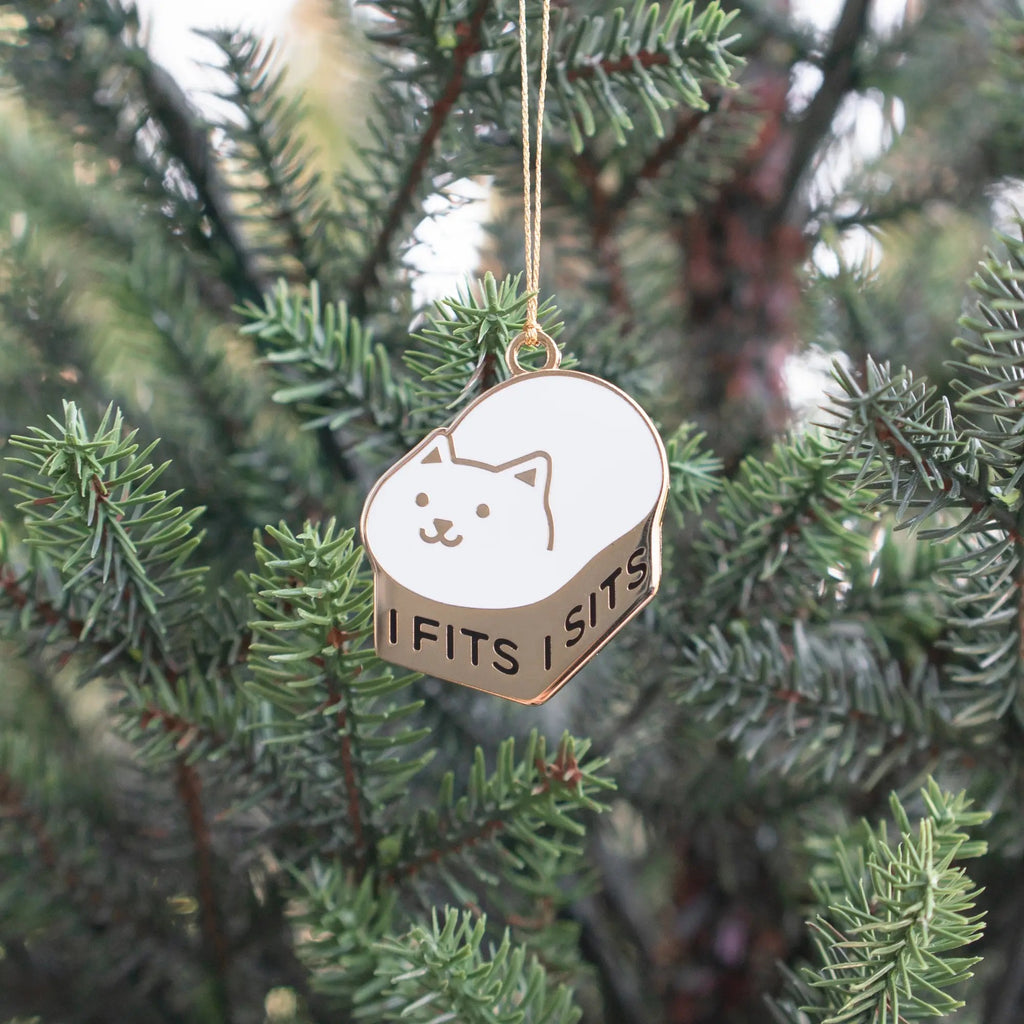 I Fits I Sits Cat Metal Holiday Ornament