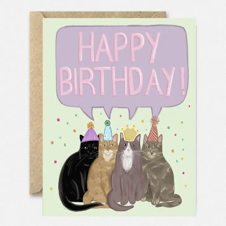 Four Cats birthday card