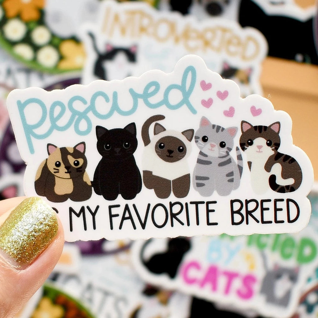 Rescued is My Favourite Breed Cats sticker