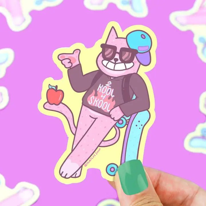 Too Cool for School Cat sticker