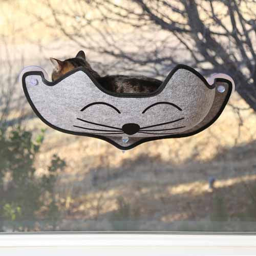 EZ Mount window hammock with kitty face