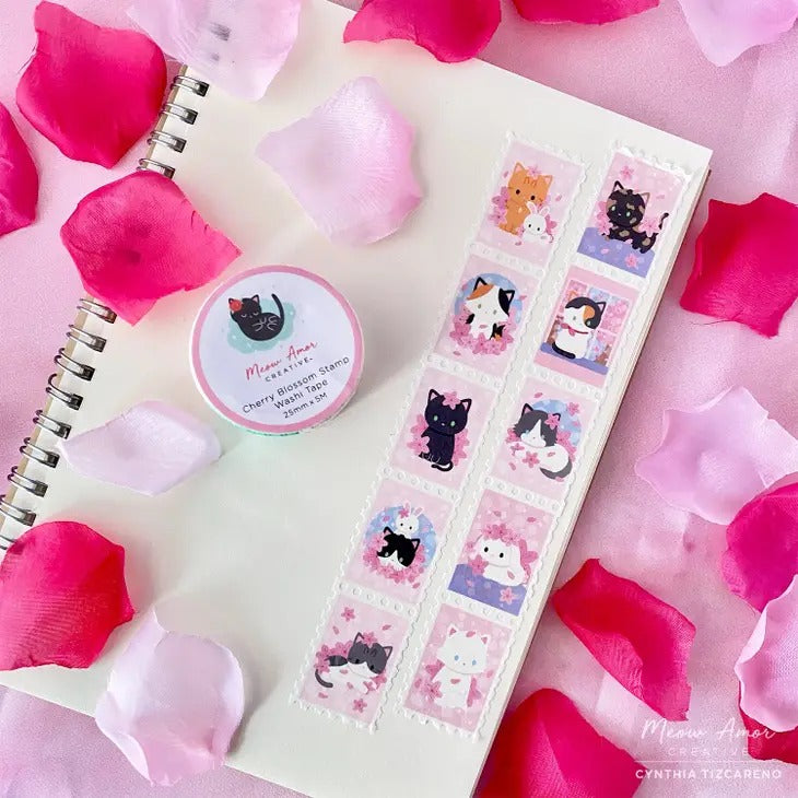 Cherry Blossom Cats stamp washi tape