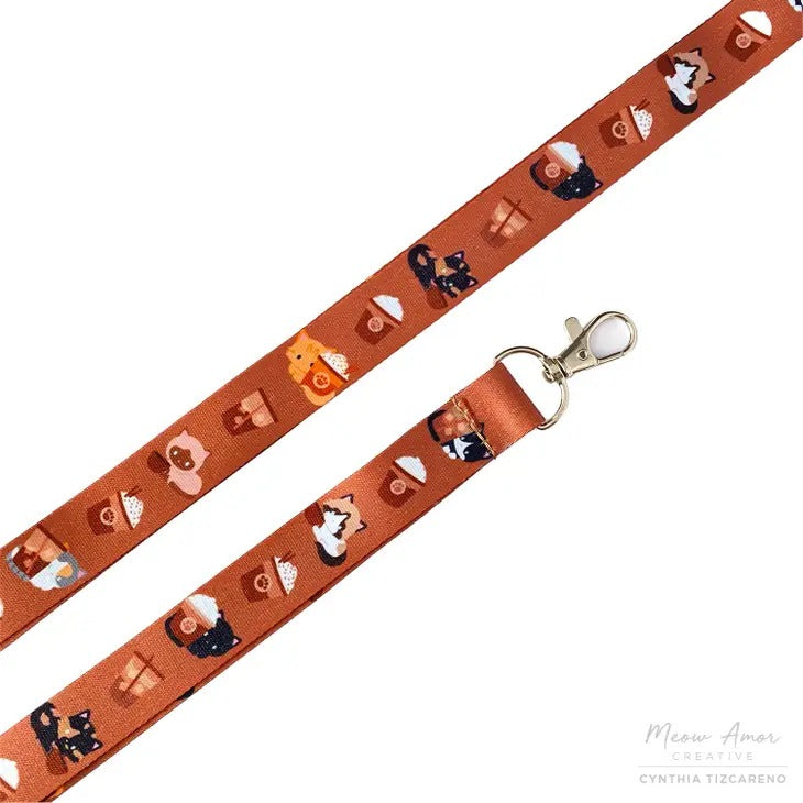 Coffee Cats Double-sided Lanyard
