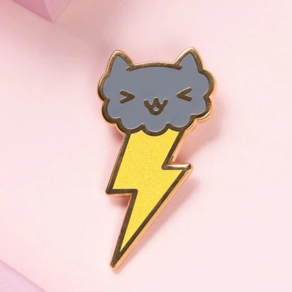 Cloud Kitten Lightning enamel pin