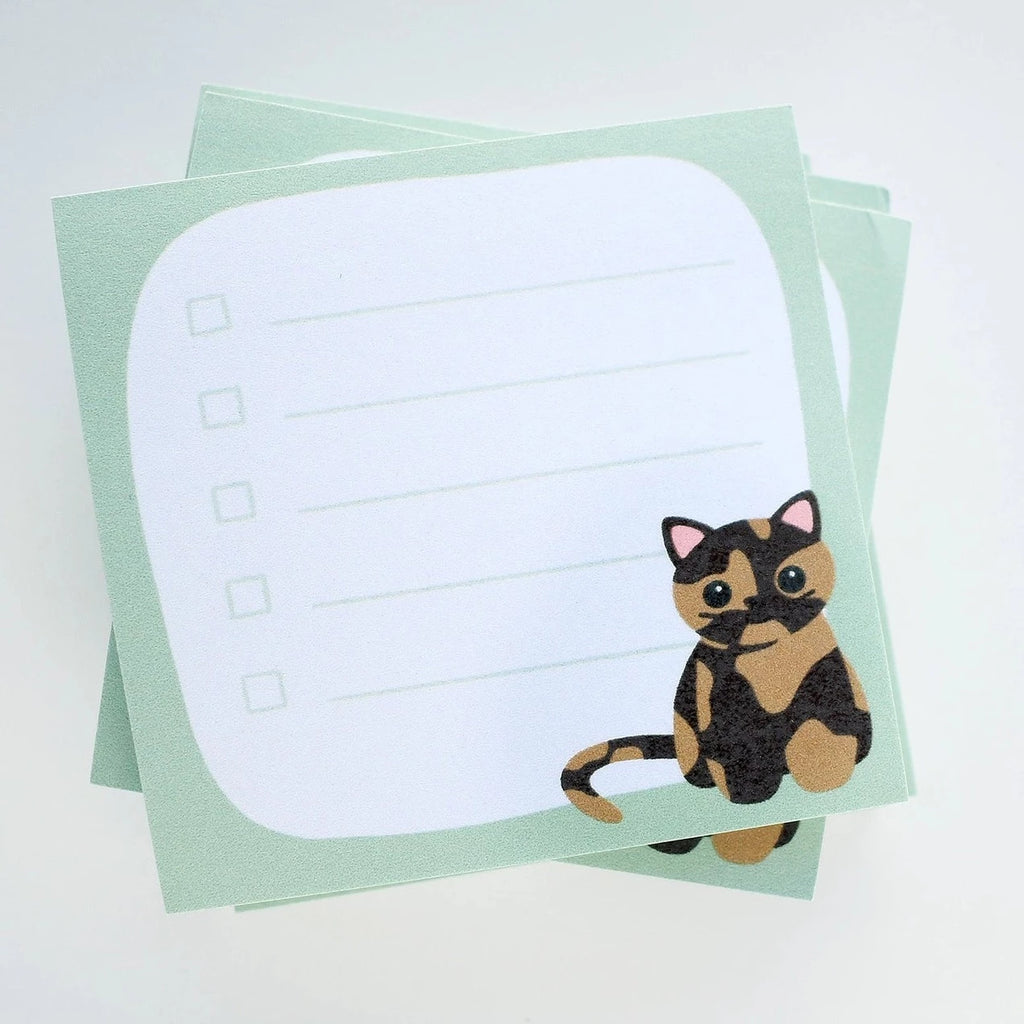 Tortie Cat to do list sticky notes