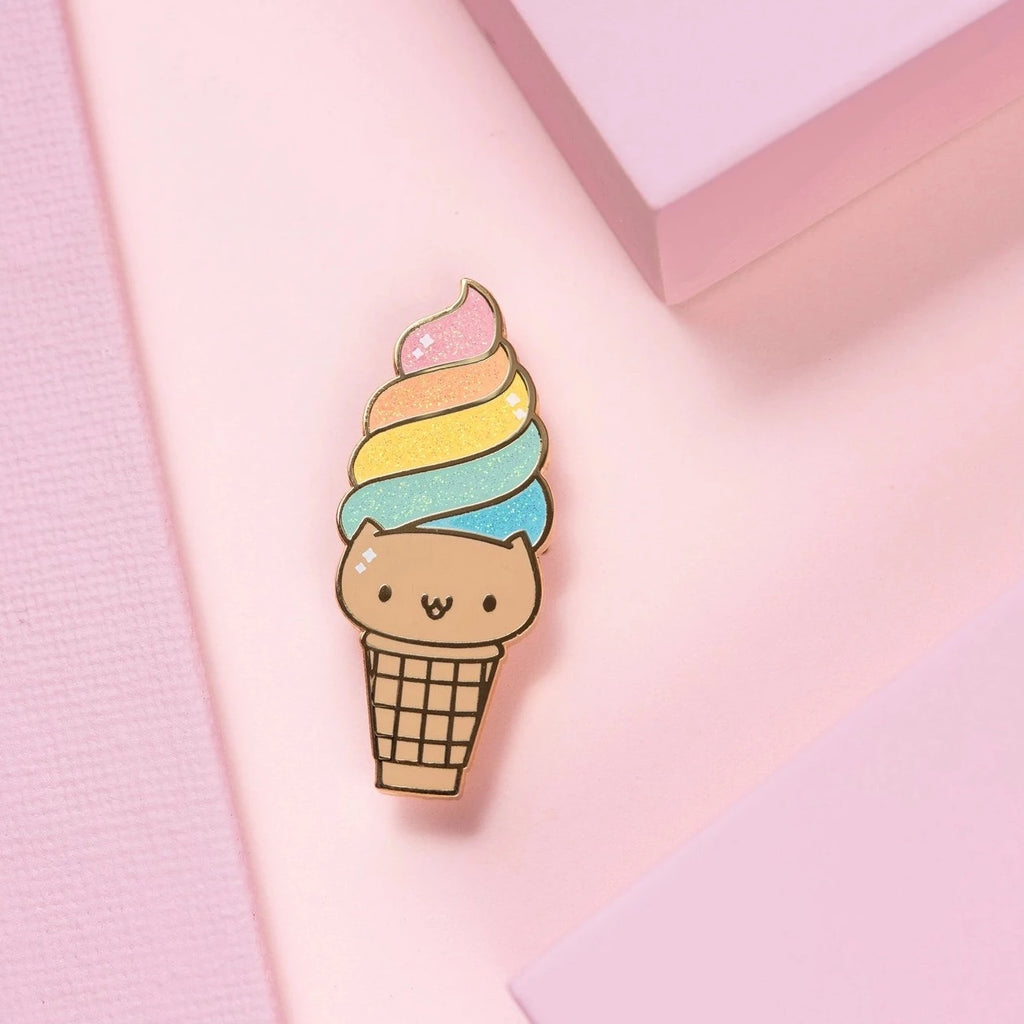 Soft Serve Ice Cream Rainbow Cat enamel pin