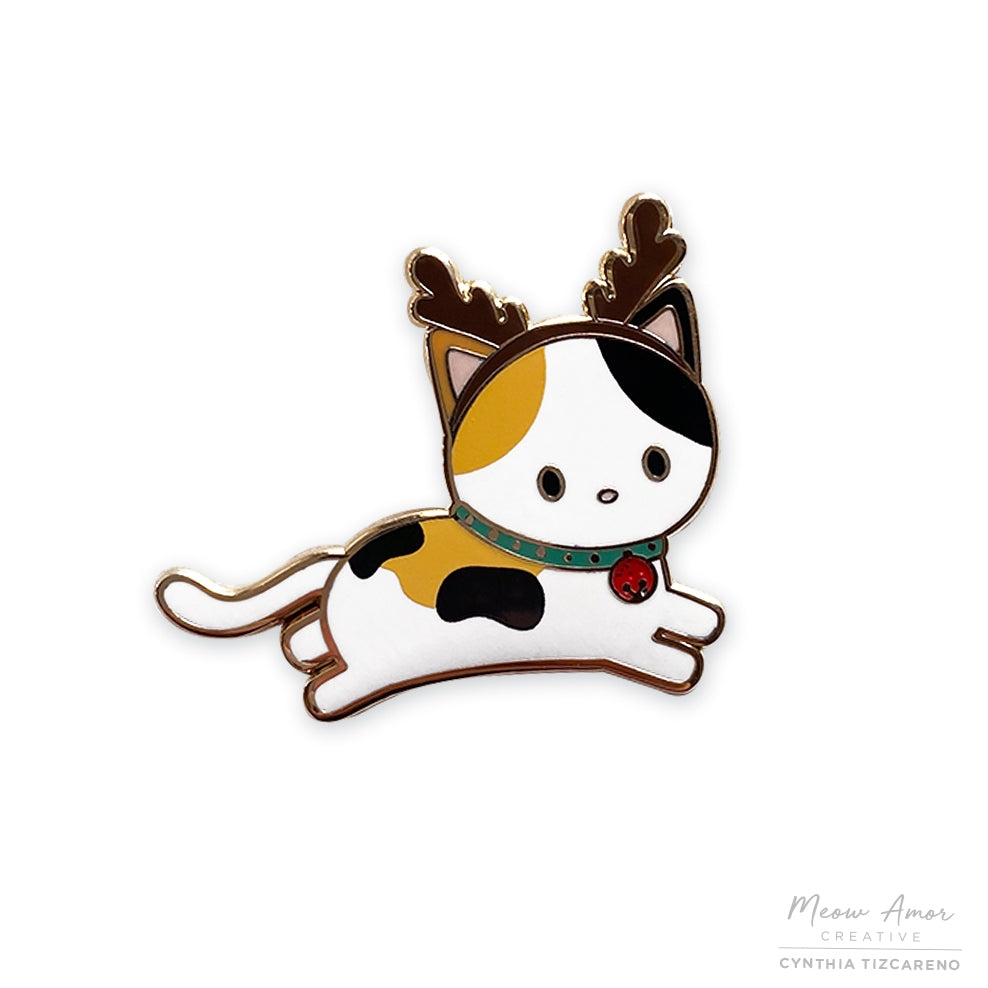 Reindeer Cat enamel pin