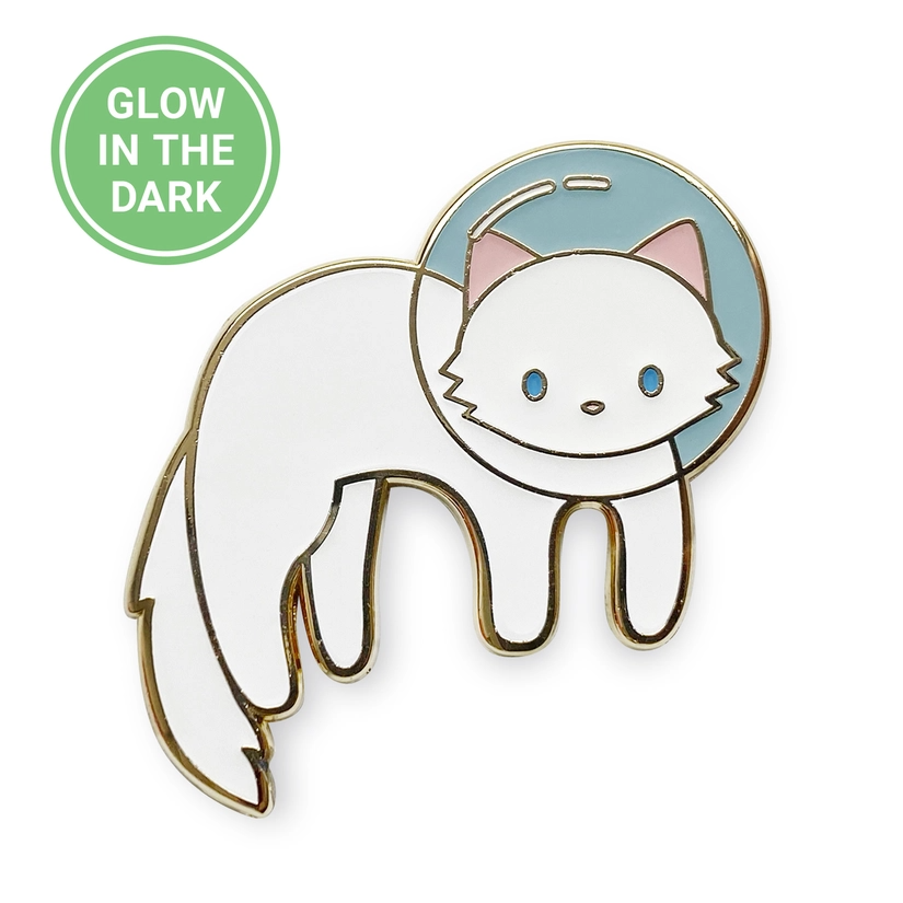 Glow in the Dark Fuzzy Space Cat enamel pin