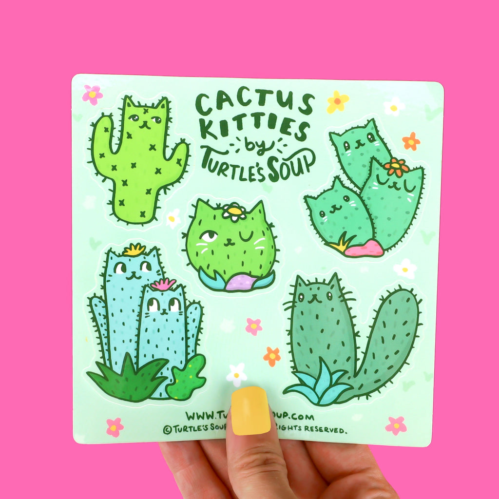 Cactus Kitties sticker sheet