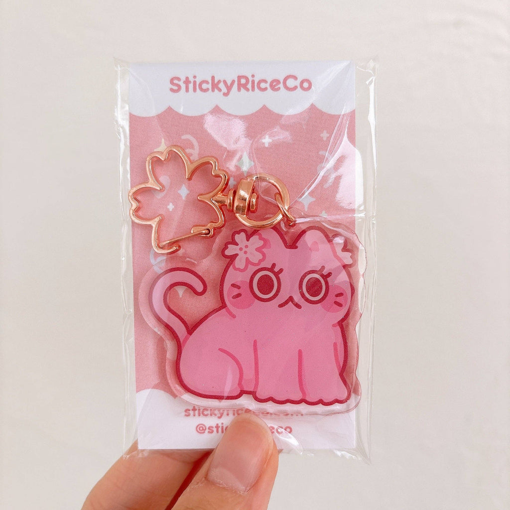 Sakura Cat Acrylic Keychain