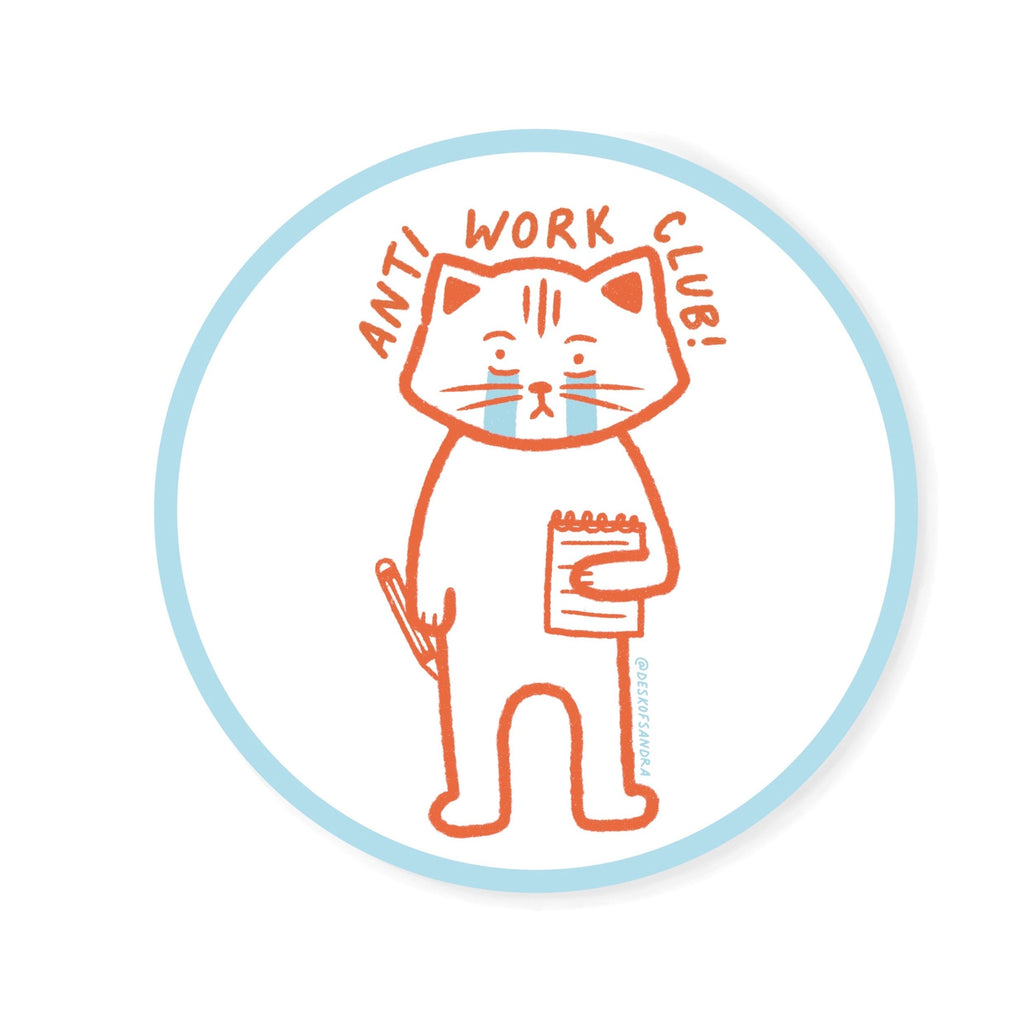 Anti-Work Club Crying Cat Vinyl Sticker