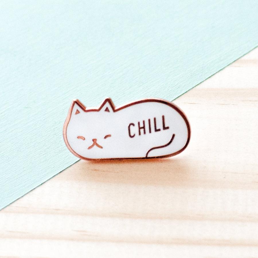 Chill Cat enamel pin