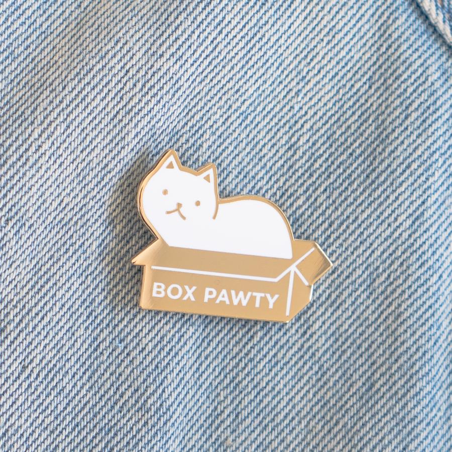 Box Pawty enamel pin