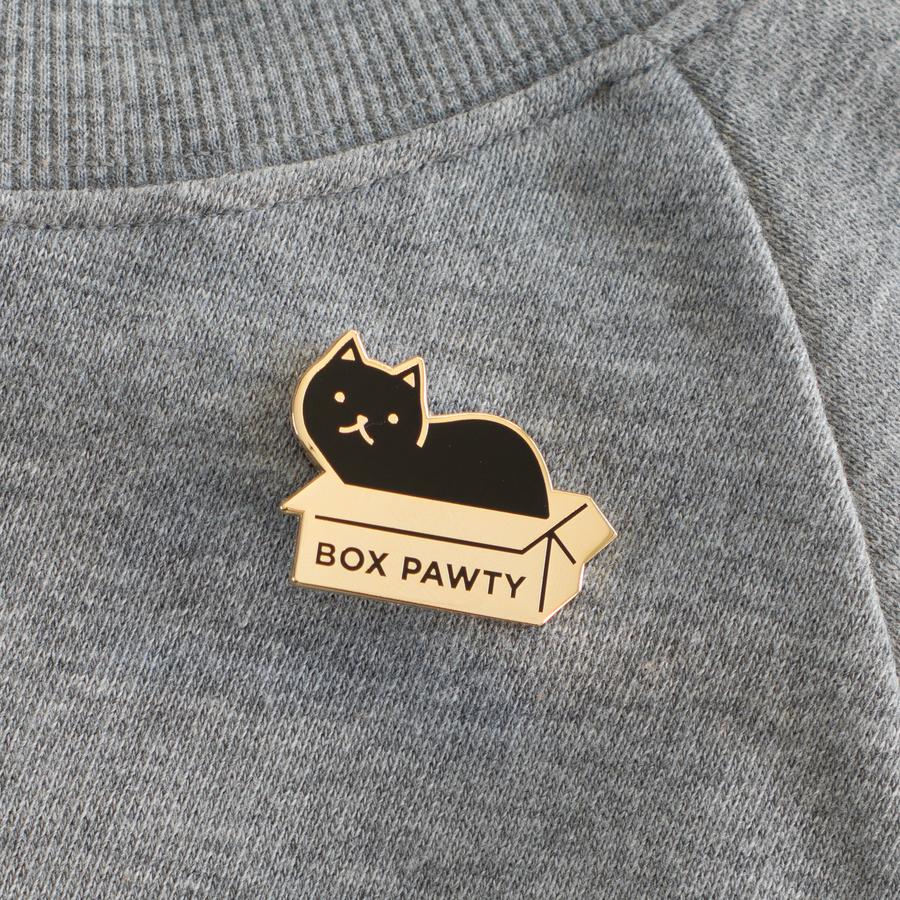 Box Pawty enamel pin