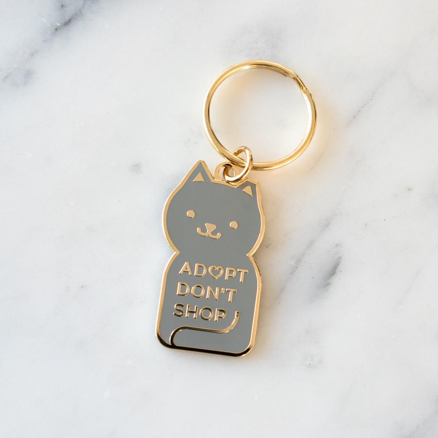 Adopt Don't Shop Tipped Ear Metal Keychain Charm