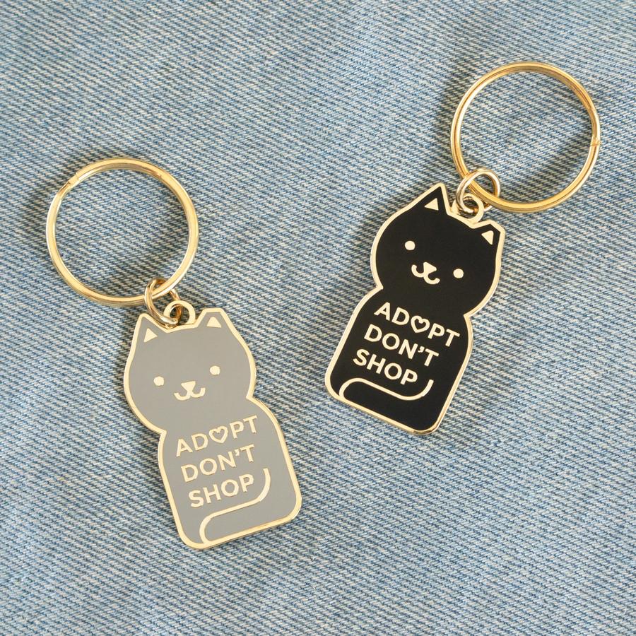 Adopt Don't Shop Tipped Ear Metal Keychain Charm
