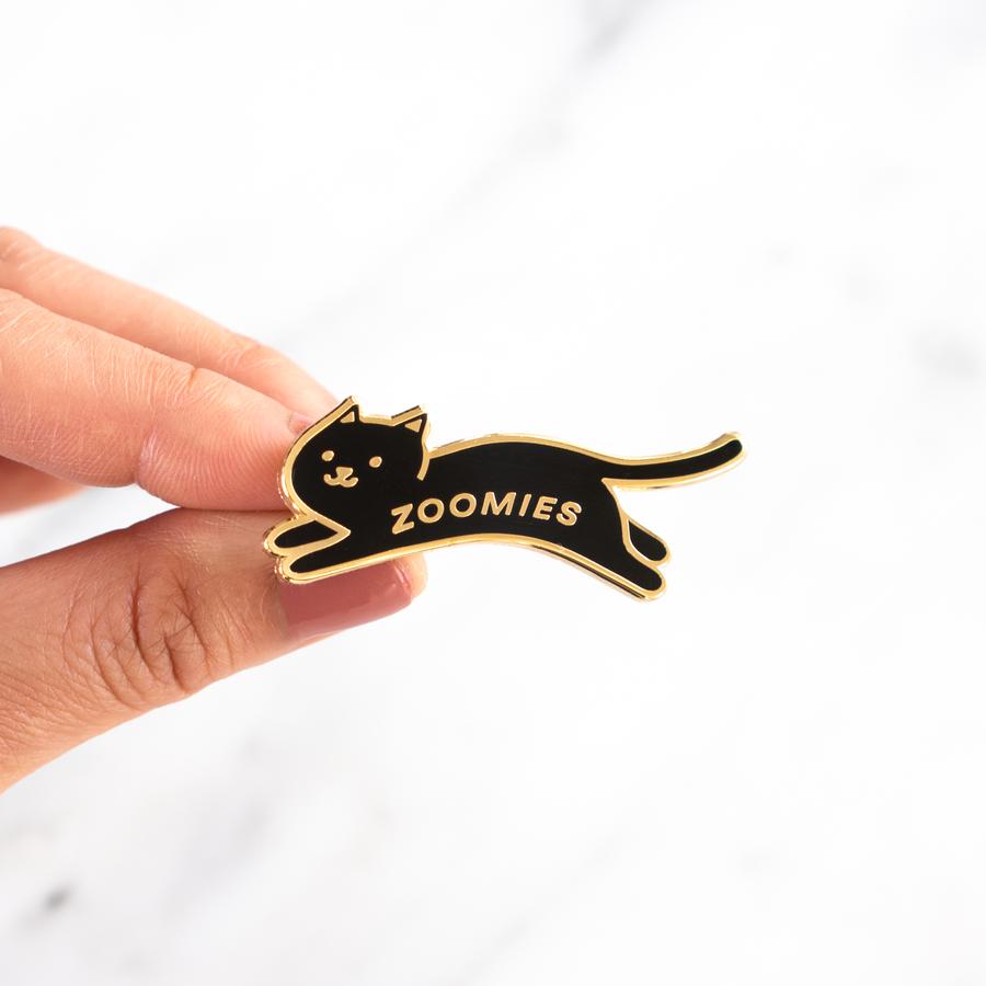 Zoomies Running Energetic Cat Hard Enamel Pin