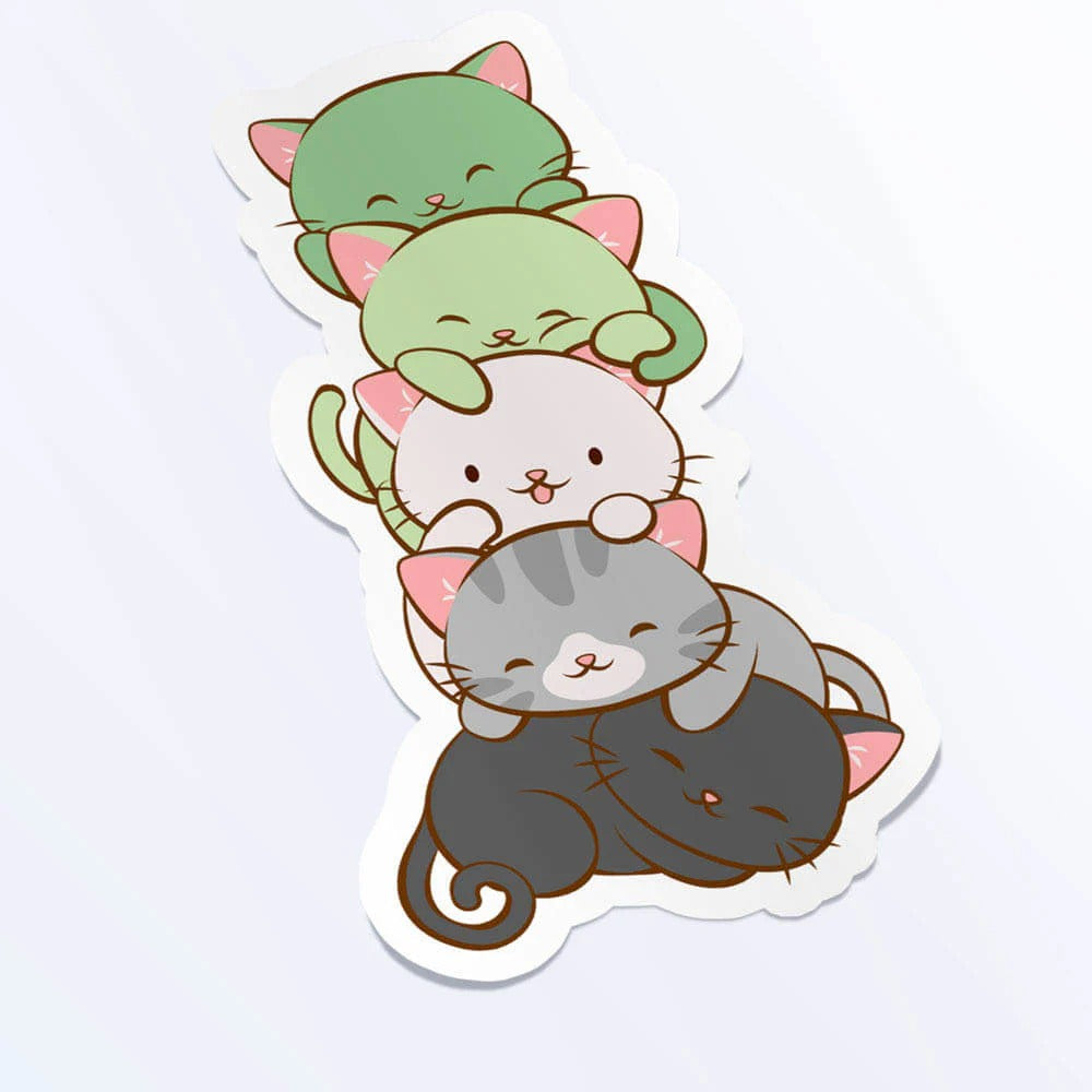 Aromantic Cat Pile sticker
