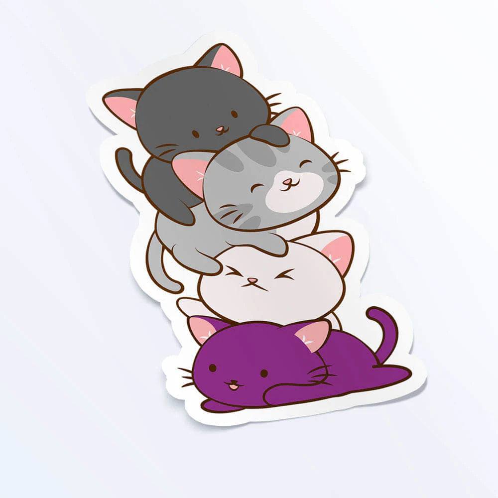 Asexual Cat Pile sticker