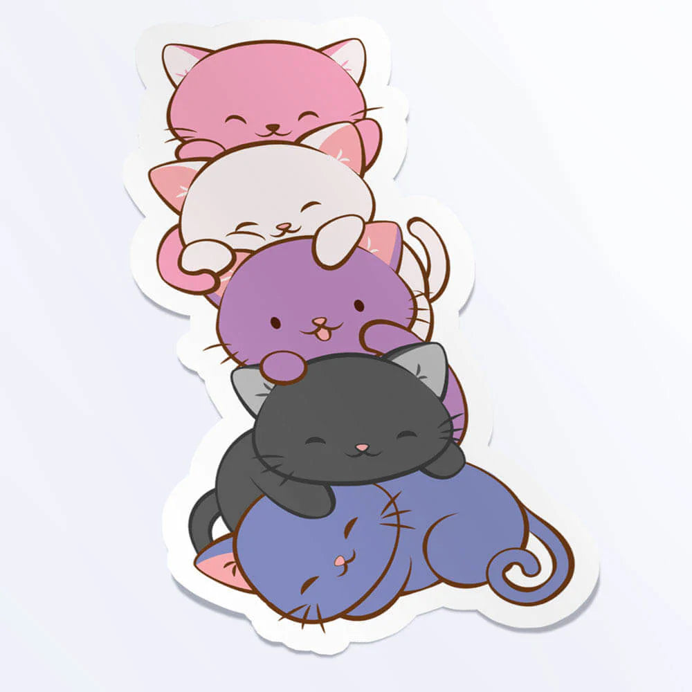 Genderfluid Cat Pile sticker