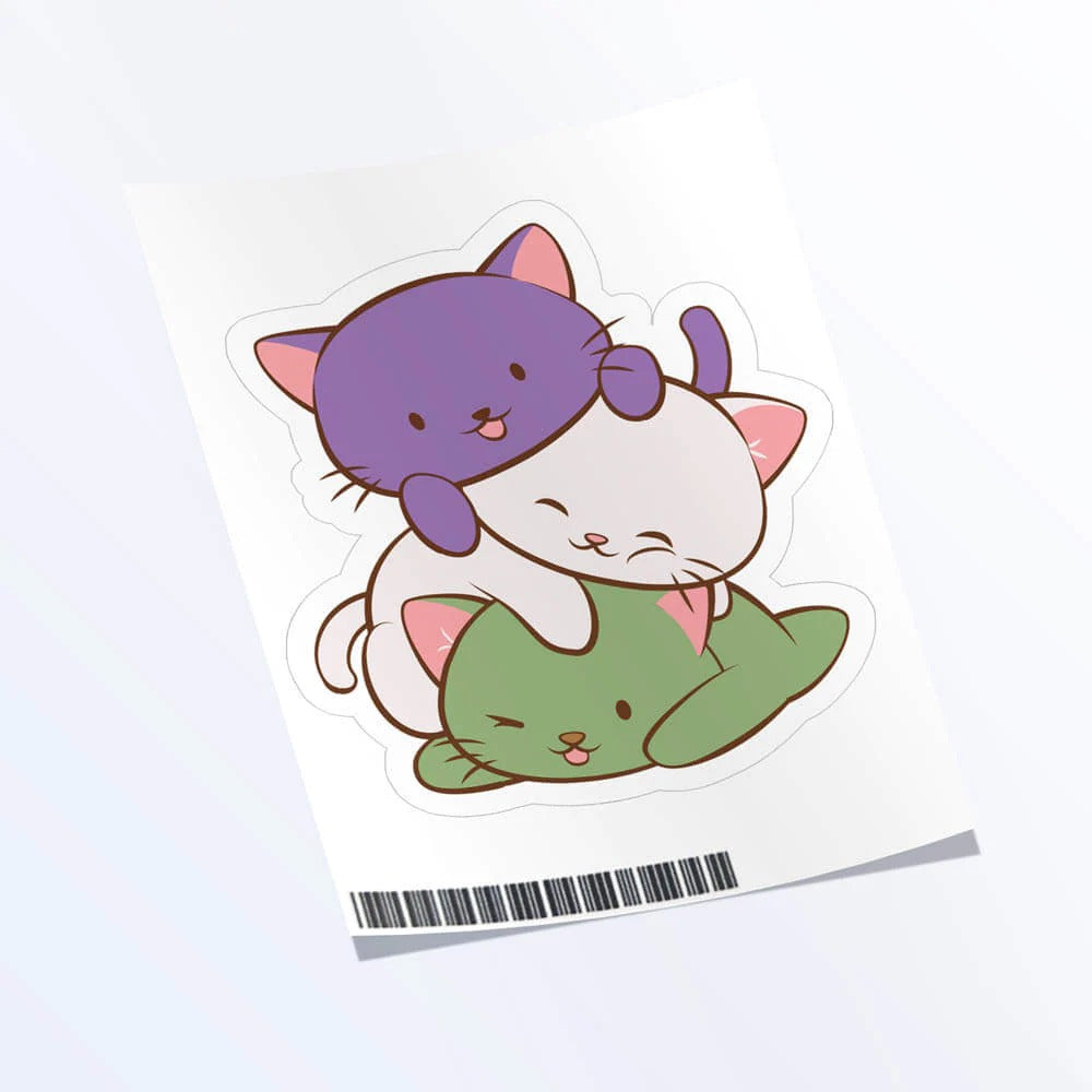 Genderqueer Cat Pile sticker