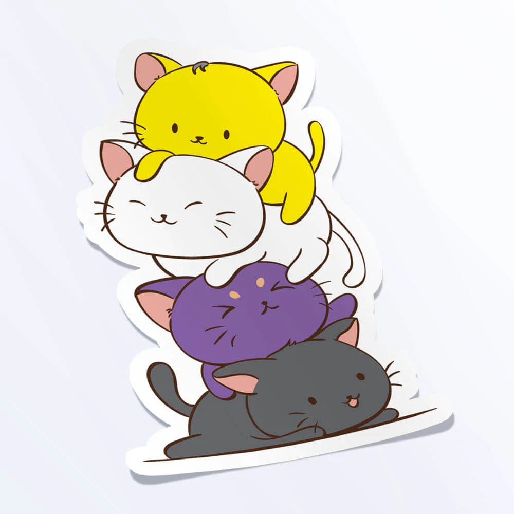 Non-Binary Cat Pile sticker