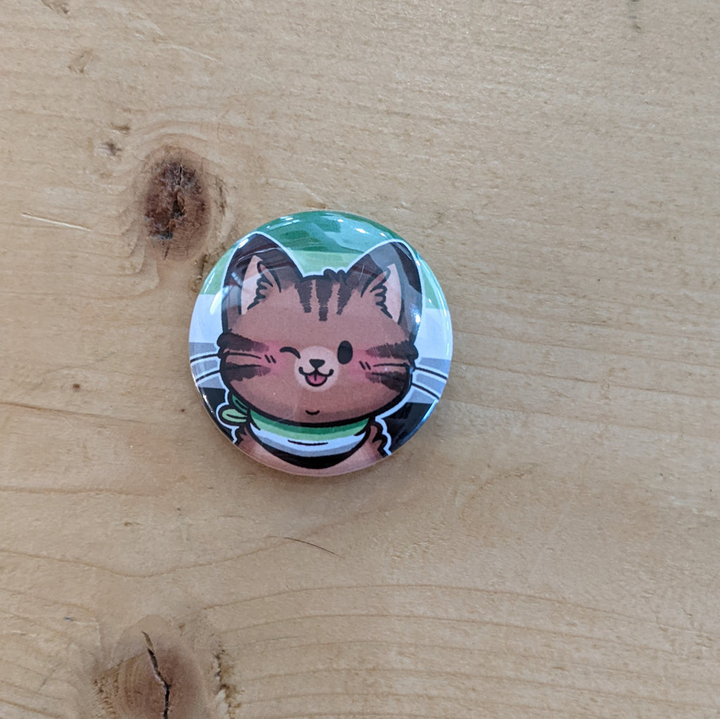 Aromantic Cat Bandana Pride Flag Pinback Button