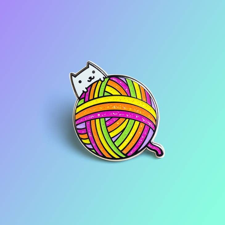 Yarn Ball Kitty enamel pin