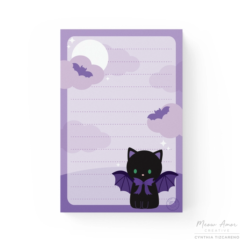 Bat Cat lined notepad