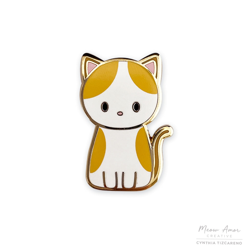 Orange Spotted Cat enamel pin