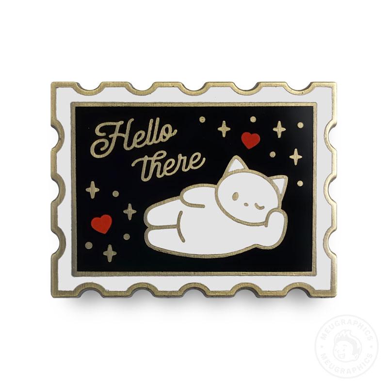 Cat Love Stamp enamel pin