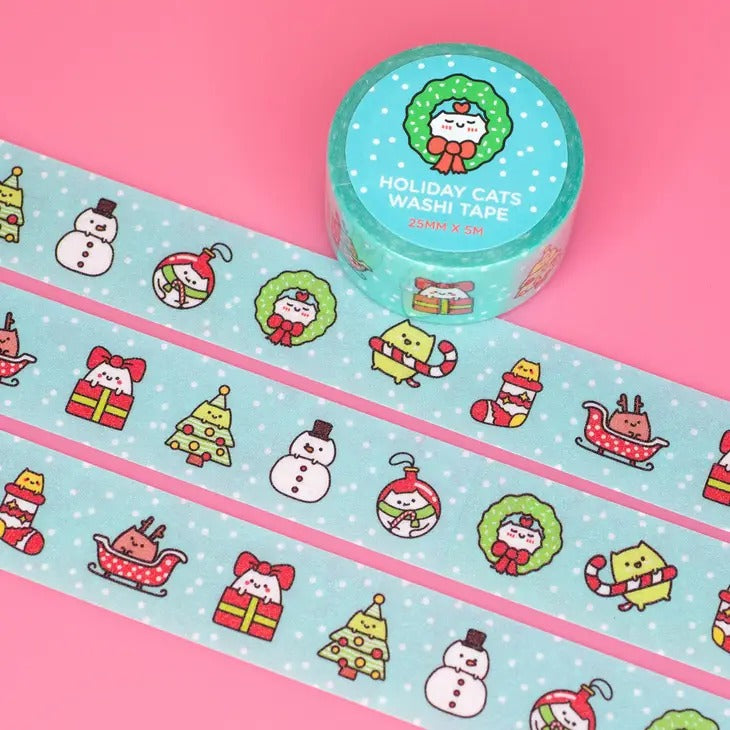 Holiday Cats Glitter washi tape